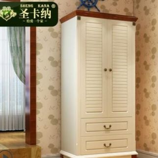 圣卡納 簡(jiǎn)約兩門(mén)衣柜 地中海實(shí)木兒童衣柜 整體衣櫥柜臥室組裝衣櫥